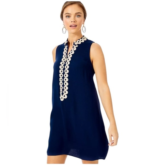 Lilly Pulitzer Jane Navy Shift Mini Dress Size 0 - Picture 2 of 12